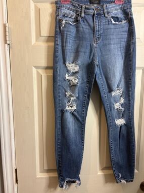 Judy Blue Medium Blue Distressed Skinny Jeans